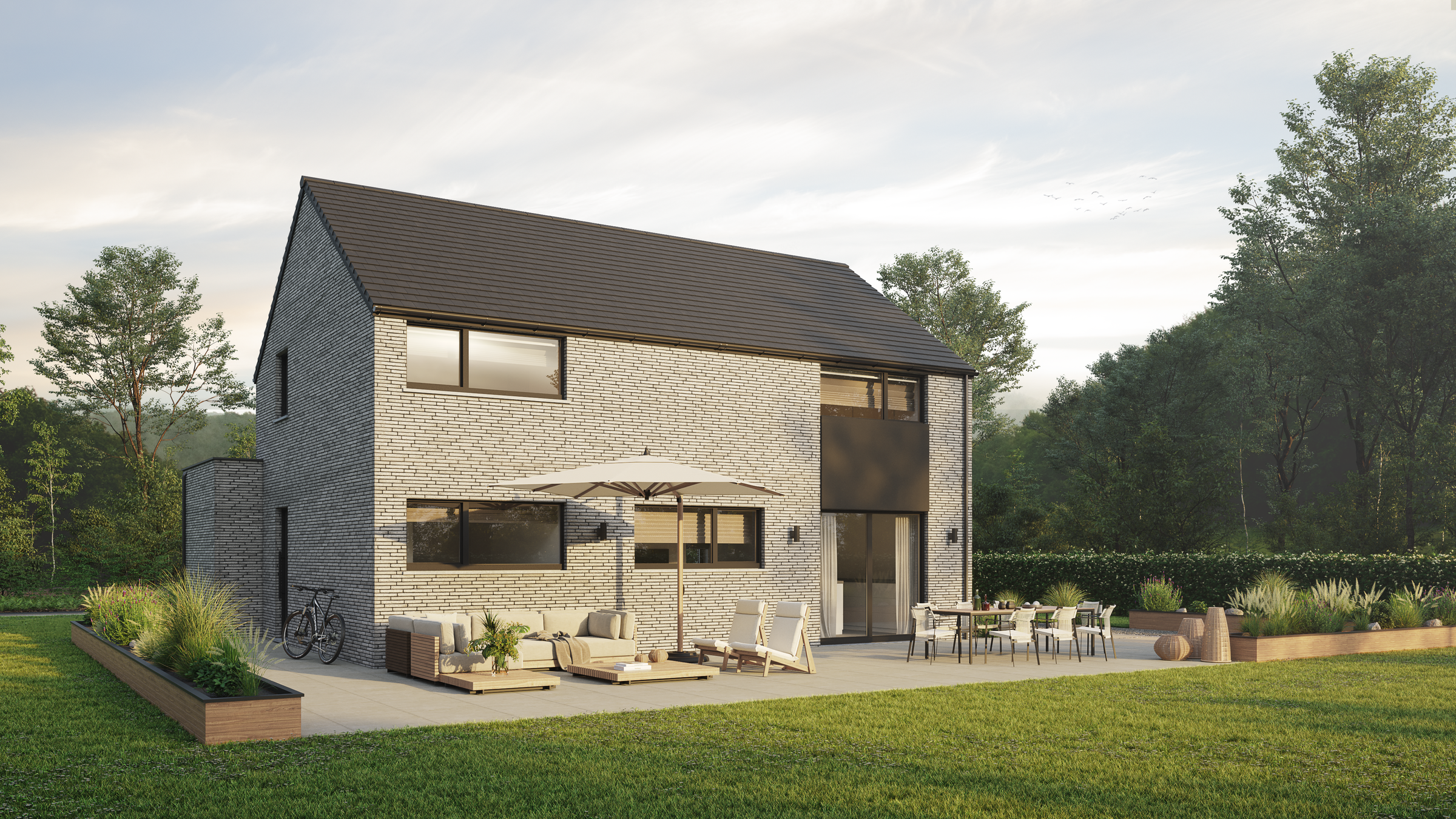 modèle d'inspiration PH18 brique grise façade arrière trespa