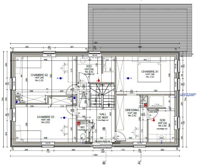 Plan étage de maison