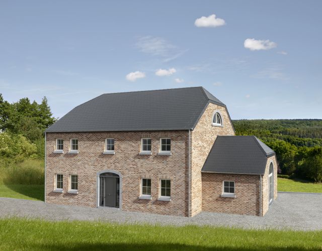 Façade avant d'une nouvelle construction à Andenne